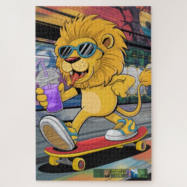 Puzzle León Mark 2, on his skateboard. (Vertical)