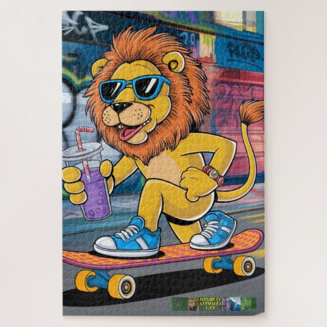 Puzzle León Mark, on his skateboard. (Vertical)