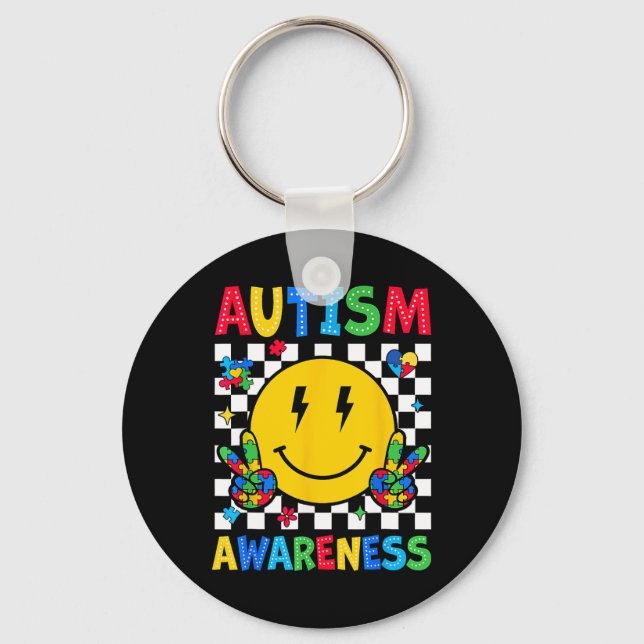 Puzzle Love Accept Understand Autism Awareness Sup Key Ring (Front)