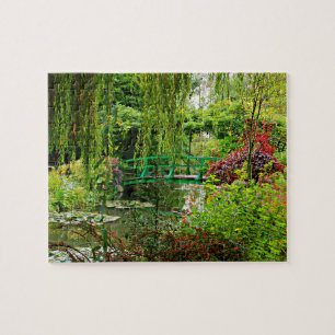 Puzzle, Monet's garden bridge over lily pond Jigsaw Puzzle