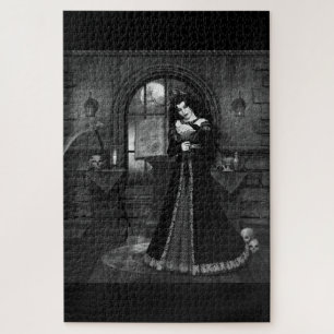 Puzzle mujer vampire gotico blanco y Negro
