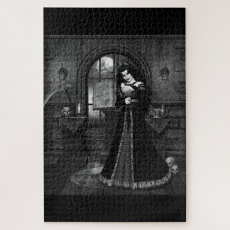Puzzle mujer vampire gotico blanco y Negro