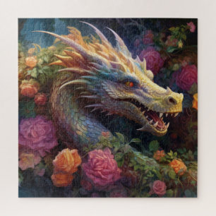  PUZZLE: Mythical Mystical Dragon Floral Garden  Jigsaw Puzzle