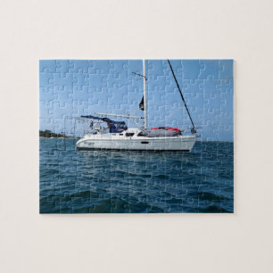 Puzzle of a Starjewel the sailboat at anchor.