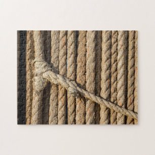 Puzzle of fibre Rope with Knot and Splicing