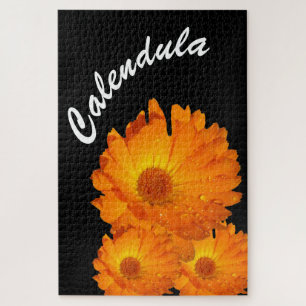 Puzzle - Orange Calendula Flowers Water Drops