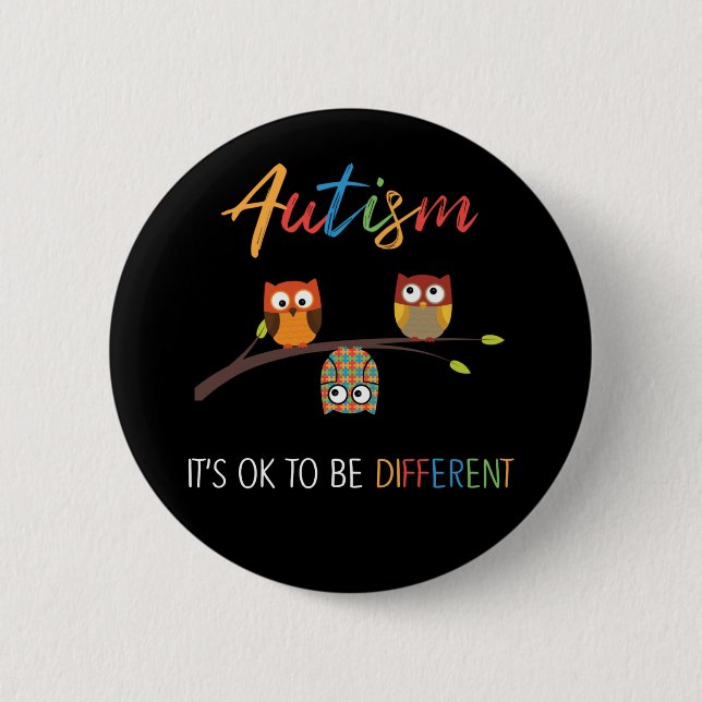 Puzzle Owl Cute Autism Awareness Autistic Kid 6 Cm Round Badge (Front)