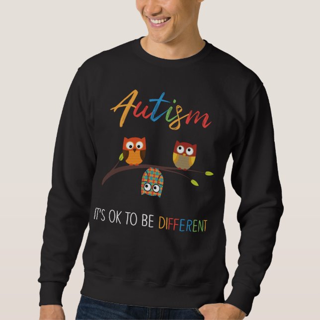 Puzzle Owl Cute Autism Awareness Autistic Kid Sweatshirt (Front)