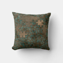 Puzzle oxidised metal throw pillow