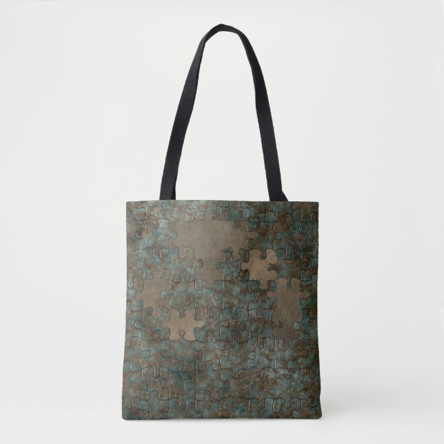 Puzzle oxidised metal tote bag (Front)
