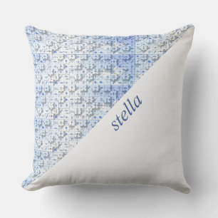 Puzzle Pattern Monogrammed Throw Pillow