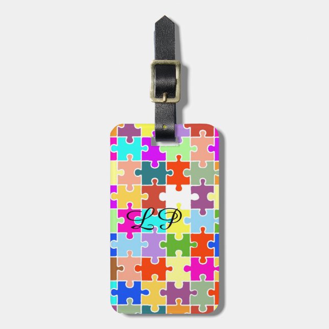 Puzzle Personalised Luggage Tag (Front Vertical)
