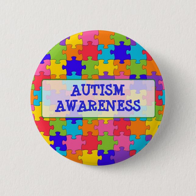 Puzzle Piece Autism Awareness BUTTON (Front)