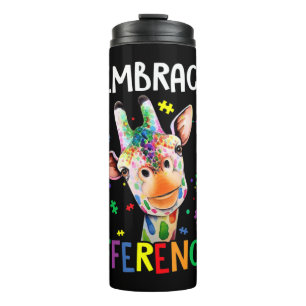 Puzzle Piece Autism Giraffe Embrace Differences fo Thermal Tumbler