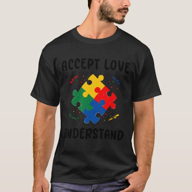Puzzle Piece Autism Support Awareness T-Shirt (Front)