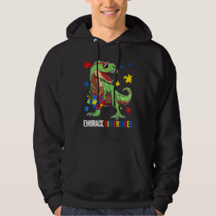 Puzzle Piece Autism T Rex Dinosaur Embrace Differe Hoodie