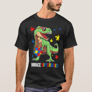 Puzzle Piece Autism T Rex Dinosaur Embrace Differe T-Shirt