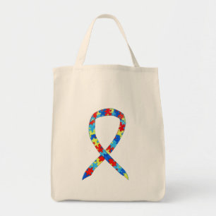 Puzzle Piece Awareness Ribbon Custom Art Tote Bag