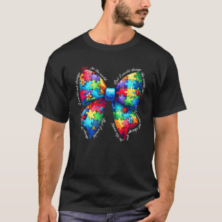 Puzzle Piece Coquette Bow Autism Awareness Women G T-Shirt