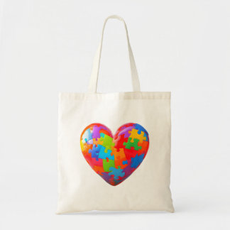 Puzzle Piece Heart Tote Bag