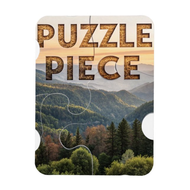 "Puzzle Piece" Nature  Mountain & Forest   Magnet (Vertical)