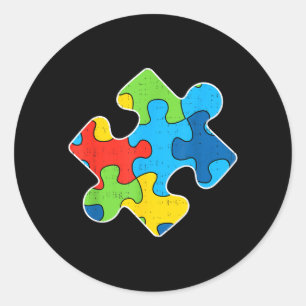 Puzzle Piece Neurodiversity Autism Awareness Men Classic Round Sticker