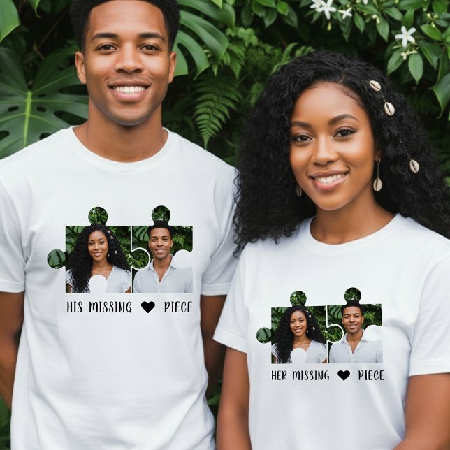 Puzzle Piece Photo Couple T-Shirt (Creator Uploaded)