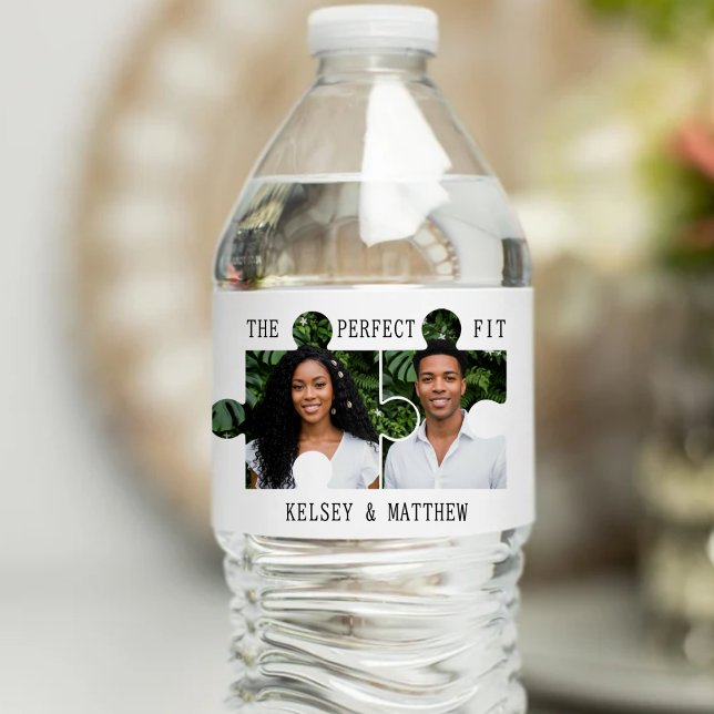 Puzzle Piece Photo Perfect Fit Wedding Water Bottle Label (Puzzle Piece Photo Perfect Fit Wedding Water Bottle Label
)