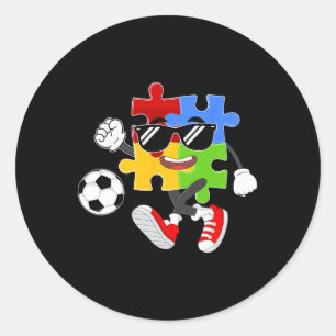 Puzzle Piece Playing Soccer Autism Awareness Day Classic Round Sticker