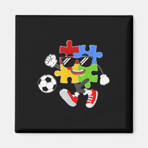 Puzzle Piece Playing Soccer Autism Awareness Day Magnet