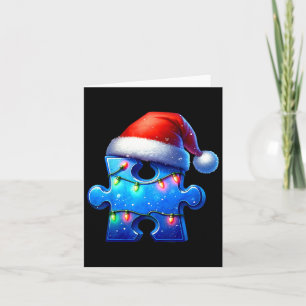 Puzzle Piece Santa Hat Autism Awareness Autistic C Card