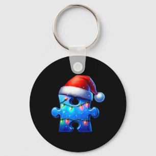 Puzzle Piece Santa Hat Autism Awareness Autistic C Key Ring