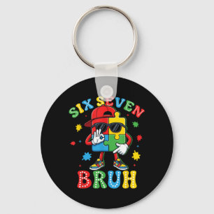 Puzzle Piece Six Seven Bruh Autism Awareness 67 Key Ring
