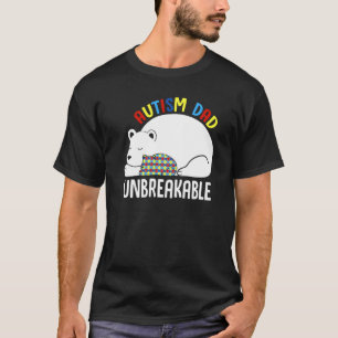 Puzzle Piece Unbreakable Papa Bear Dad Autism Awar T-Shirt