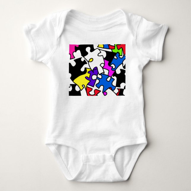 Puzzle Pieces Baby Bodysuit (Front)