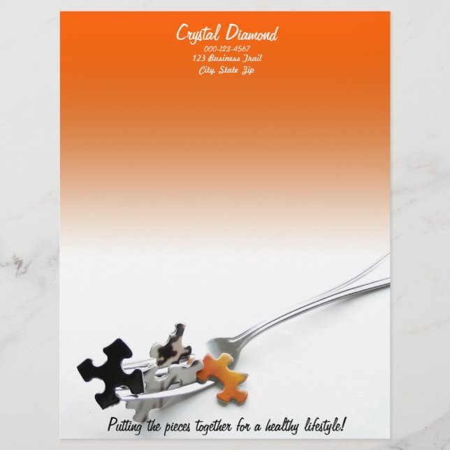 Puzzle Pieces & Fork Customized Letterhead (Front)