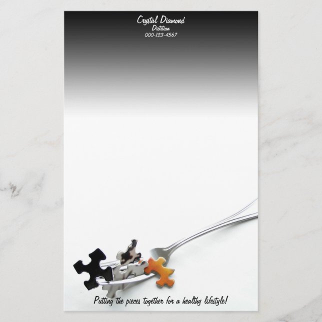 Puzzle Pieces & Fork Stationery (Front)