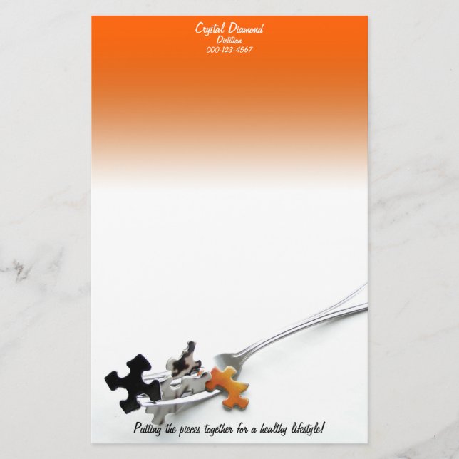 Puzzle Pieces & Fork Stationery (Front)