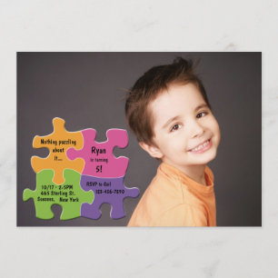Puzzle Pieces Photo Invitation
