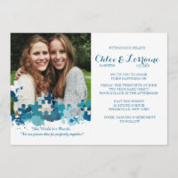 Puzzle Pieces Photo Wedding Invitation