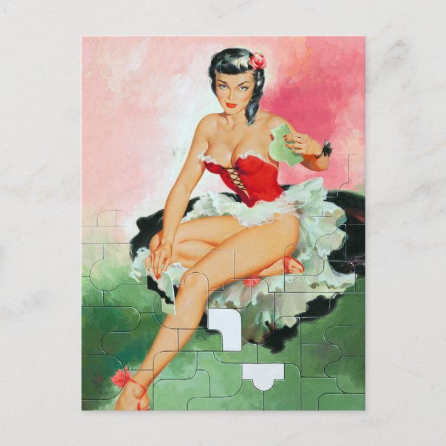 Puzzle Pin Up Postcard (Front)