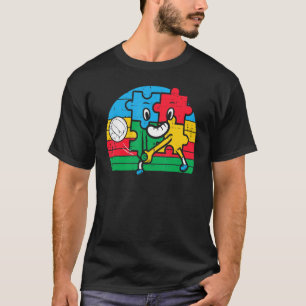 Puzzle Playing Volleyball Retro Autism Awareness S T-Shirt