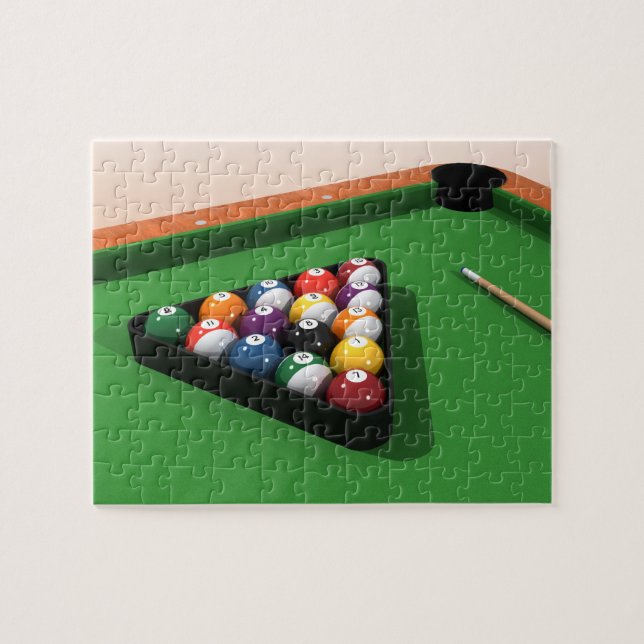 Puzzle: Pool Balls on Green Felt Jigsaw Puzzle (Horizontal)