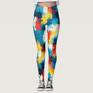 Puzzle Power in vibrant colored Leggings