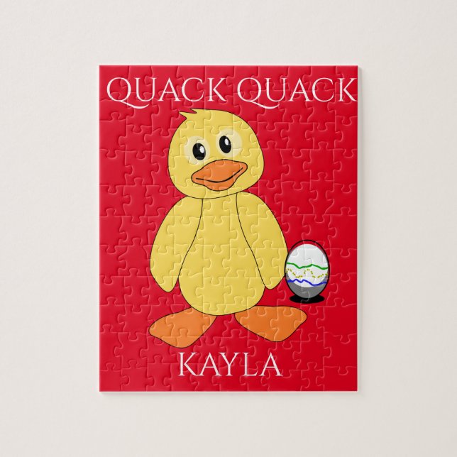 Puzzle"Quack Quack with duck & egg. Child's name. Jigsaw Puzzle (Vertical)
