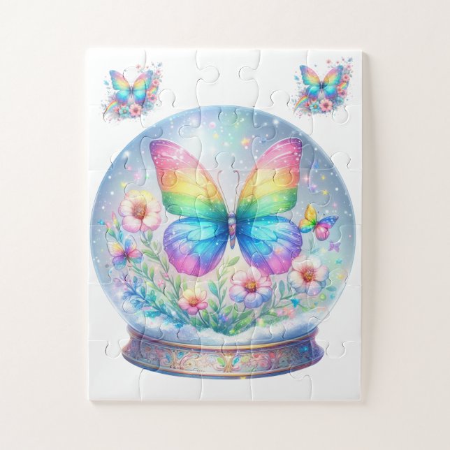 Puzzle-Rainbow Glitter Butterfly & Flower  Jigsaw Puzzle (Vertical)