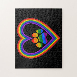 Puzzle Rainbow Heart With Paw