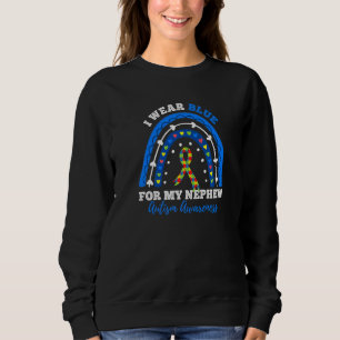Puzzle Rainbow I Wear Blue For Nephew Autism Aware Sweatshirt