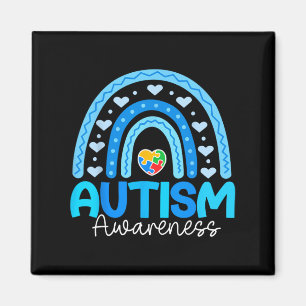 Puzzle Rainbow In April We Wear Blue Autism Awaren Magnet