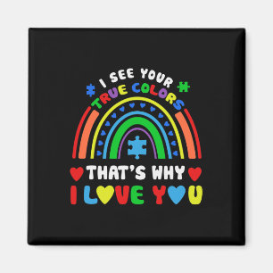 Puzzle Rainbow In April We Wear Blue Autism Awaren Magnet